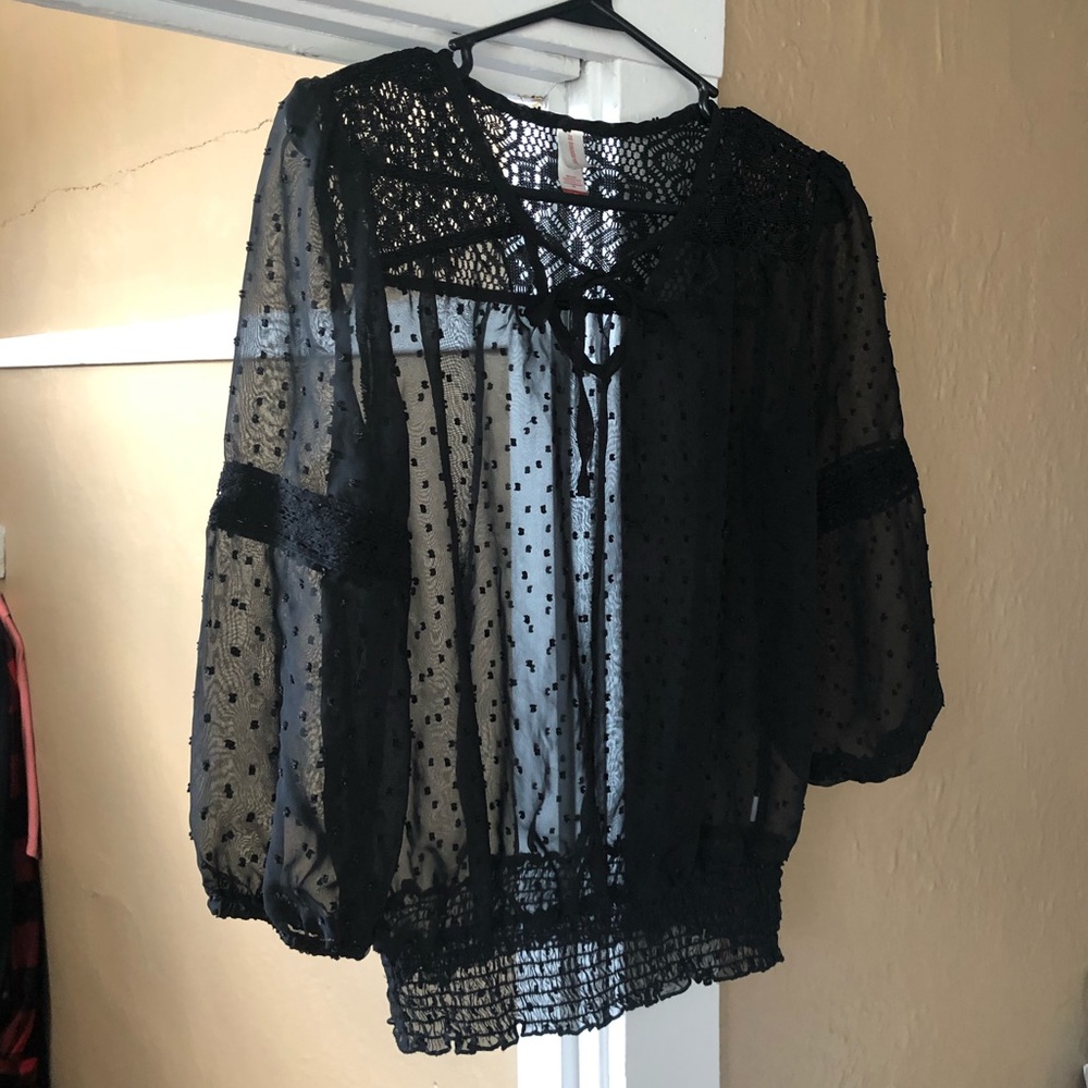 Woman’s Black/Sheer/Lace Top/Blouse